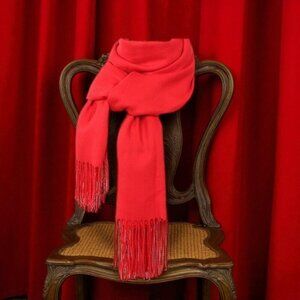 Red Soft Silk Shawl Wrap Women Pashmina Solid Scarf Stole Cashmere Wool Scarf
